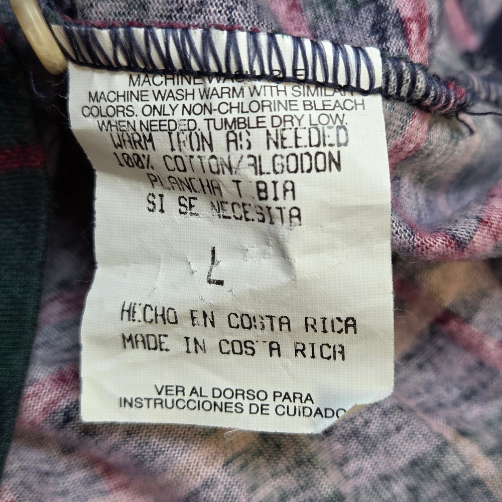 Vintage Duck Head Plaid Long Sleeve Polo Shirt Men's Large Cotton Costa Rica - Picture 8 of 9
